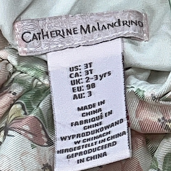 Catherine Malabdrino Ivory Off White Floral Satin Formal Toddler Dress Size 3T - Picture 10 of 12